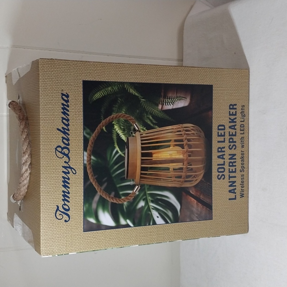 Tommy Bahama Brown Solar LED Lantern Speaker NEW Wireless